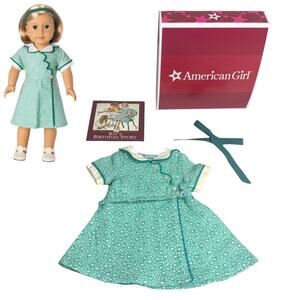 American Girl Kit Birthday Dress Headband & Pamphlet Green Floral Doll Set Box